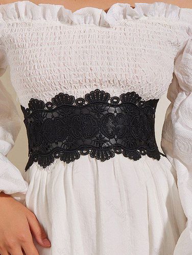 Fashion Women's Plain Color Lace Studded Decor Wide Waist Belt Accessories - DressLily.com - Modalova