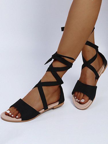 Dresslily Open Toe Lace Up Ankle Bandage Flat Sandals - DressLily.com - Modalova