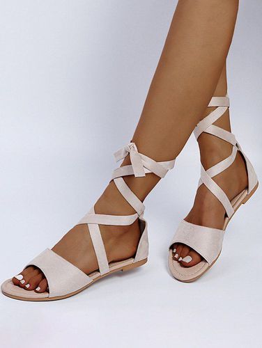 Dresslily Open Toe Lace Up Ankle Bandage Flat Sandals - DressLily.com - Modalova