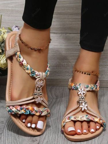 Fashion Women's Colored Twisted Slip On Wedge Heels Open Toe Beach Sandals - DressLily.com - Modalova