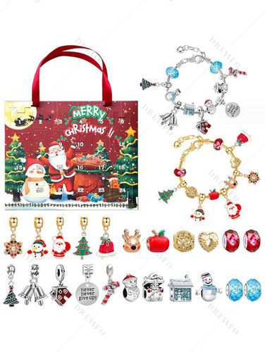 Pcs DIY Christmas Bracelet Beads Cute Snowman Garland Santa Claus Christmas Advent Calendar Bracelets Set Fashion Online - DressLily.com - Modalova