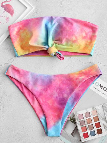 ZAFUL Tie Dye Knotted Bandeau Bikini Swimsuit M - ZAFUL Product Catalog (GBP) - Modalova