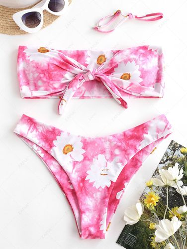 ZAFUL Daisy Print Tie Dye Bandeau Bikini Swimsuit - ZAFUL Product Catalog (GBP) - Modalova