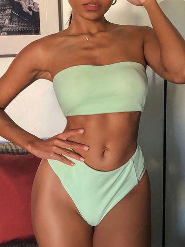 ZAFUL Textured High Waisted Bandeau Bikini Swimsuit M - ZAFUL Product Catalog (GBP) - Modalova