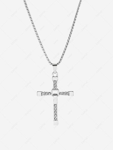 Stainless Steel Inlaid Rhinestone Cross Pendant Necklace - ZAFUL Product Catalog (GBP) - Modalova