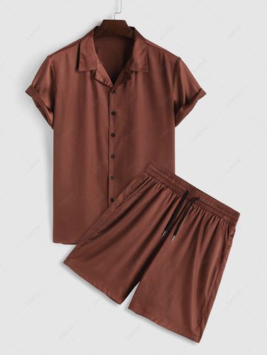 Conjunto de Camisa Color Sólido con Botones y Shorts - ZAFUL - Modalova