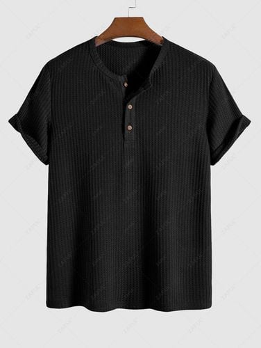  Camiseta básica de punto sólido para hombre, cuello