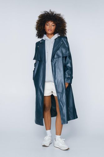 Womens Belted Faux Leather Trench Coat - - 6 - Nasty Gal - Modalova