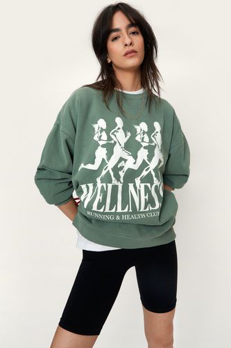 Womens Wellness Overdyed Oversized Graphic Sweatshirt - - M - Nasty Gal - Modalova