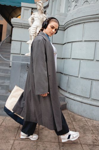 Womens Plus Pinstripe Tailored Duster Coat - - 18 - Nasty Gal - Modalova