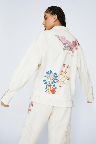 Womens Embroidered Beaded Oversized Pocket Shacket - - 6 - Nasty Gal - Modalova