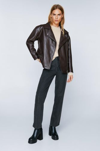 Womens Faux Leather Oversized Biker Jacket - - 12 - Nasty Gal - Modalova