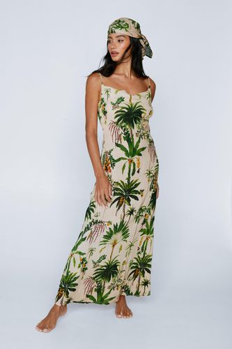 Womens Crinkle Viscose Palm Tree Cowl Maxi Dress And Headscarf Set - - 6 - Nasty Gal - Modalova