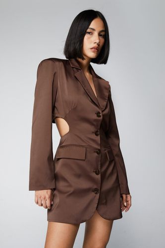 Womens Premium Satin Cut Out Blazer Dress - - 4 - Nasty Gal - Modalova