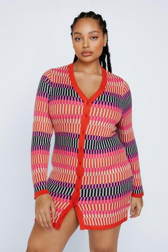 Womens Plus Size Contrast Stripe Button Up Knit Mini Dress - - 22 - Nasty Gal - Modalova