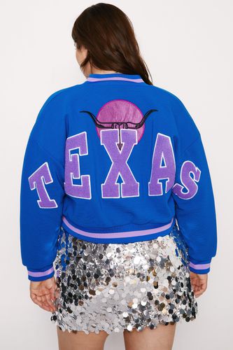 Womens Plus Size Texas Back Knit Varsity Jacket - - L - Nasty Gal - Modalova