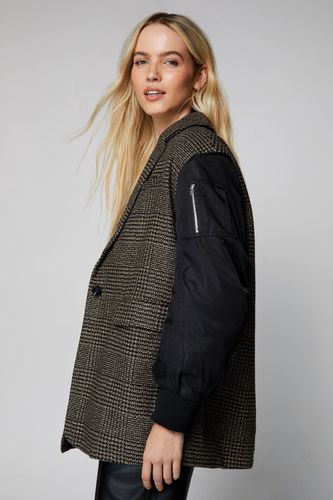 Womens Wool Blend Hybrid Tailored Plaid Bomber Jacket - - 6 - Nasty Gal - Modalova