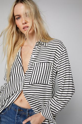 Womens Stripe Longline Button Down Shirt - - 6 - Nasty Gal - Modalova