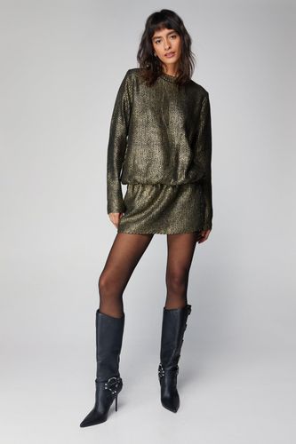 Womens Metallic Oversized Cinched In Knitted Dress - - L - Nasty Gal - Modalova