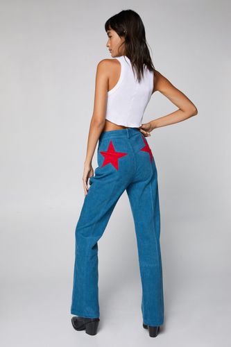 Womens Corduroy Star Bum Flare trousers - - 4 - Nasty Gal - Modalova