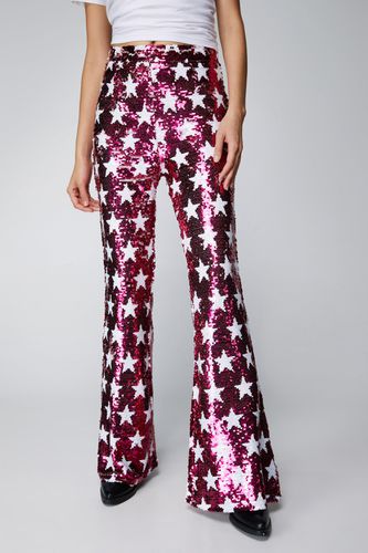 Womens Small Star Sequin Flare trousers - - 8 - Nasty Gal - Modalova