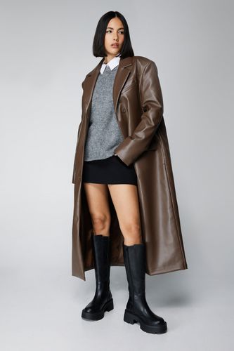 Womens Faux Leather Duster Coat - - 4 - Nasty Gal - Modalova