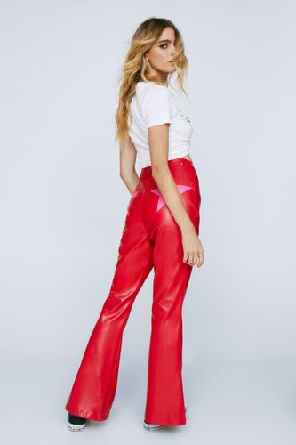 Womens Faux Leather Star Motif Flared trousers - 8 - Nasty Gal - Modalova