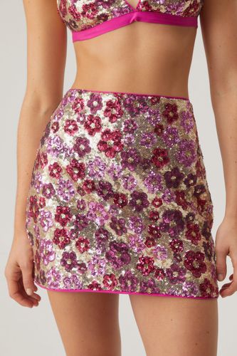 Womens Floral Sequin Mini Skirt - - 10 - Nasty Gal - Modalova