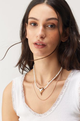 Womens Pearl Heart Layered Necklace - - ONE SIZE - Nasty Gal - Modalova