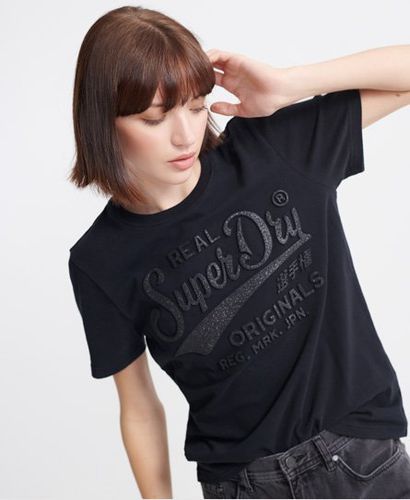 Camiseta con logo en relieve y purpurina Real Original - Superdry - Modalova