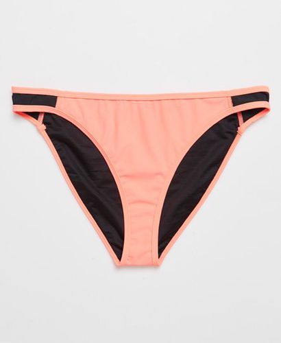 Women's Swim Sport Bikini Bottom Cream / Phosphorescent Coral - Size: 12 - Superdry - Modalova