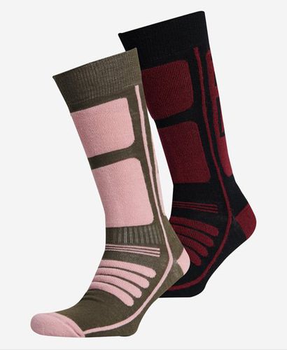 Women's Sport Mountain Merino Twin Pack Socks Black / Black/Khaki - Size: 1SIZE - Superdry - Modalova