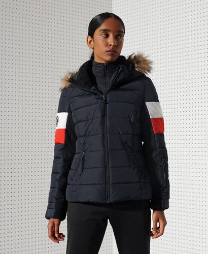 Women's Sport Alpine Fur Luxe Puffer Jacket Navy / Eclipse Navy - Size: 12 - Superdry - Modalova