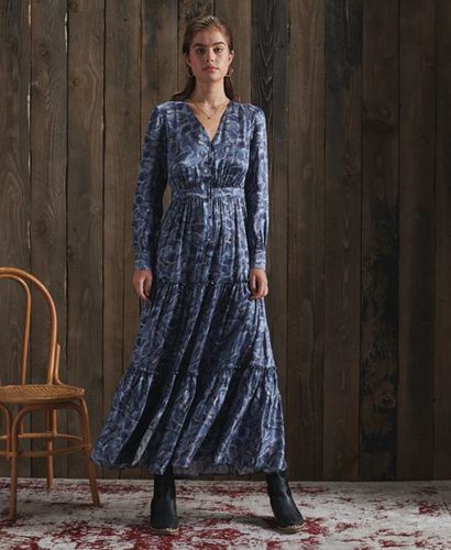 Women's Dry Printed Silk Dress Blue / Blue Floral - Size: 10 - Superdry - Modalova