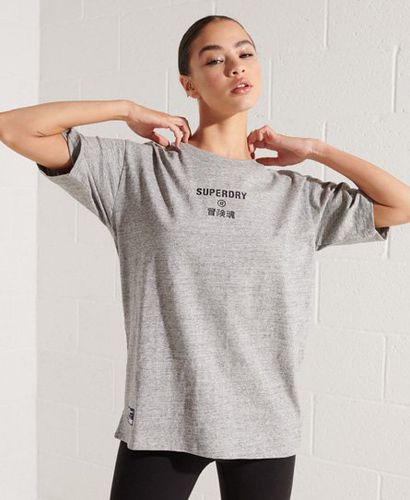Women's Corporate Logo T-Shirt / Grey Slub Grindle - Size: 10 - Superdry - Modalova