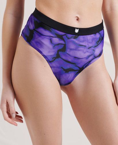 Ladies Energy High Waisted Brief Bikini Bottom, Purple and Black, Size: 10 - Superdry - Modalova