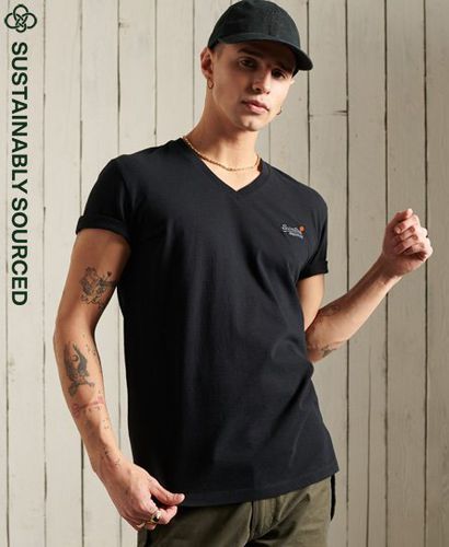 Men's Orange Label Vintage Embroidery V-Neck T-Shirt Black - Size: S - Superdry - Modalova