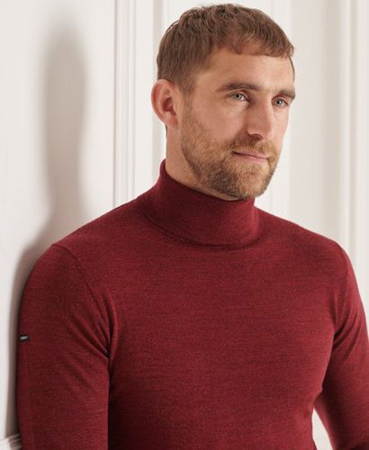 Men's Studios Merino Roll Neck Jumper Red / Rich Deep Burgundy Marl - Size: XL - Superdry - Modalova