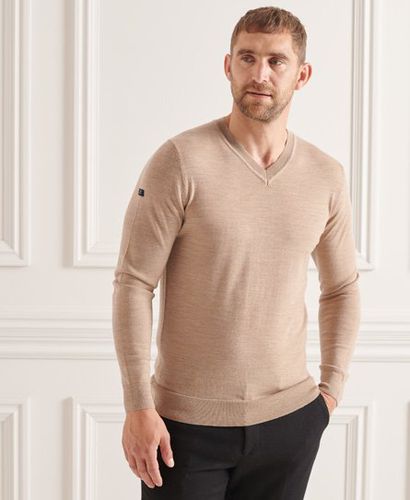 Men's Merino V-Neck Jumper Brown / Cookie - Size: Xxl - Superdry - Modalova