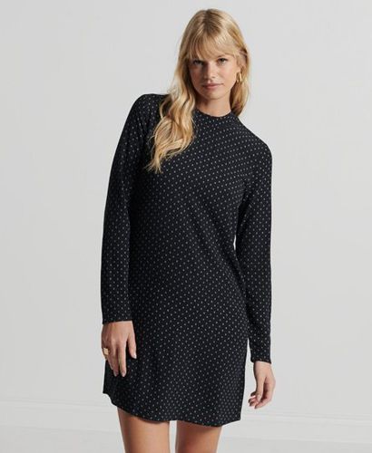 Women's Long Sleeve Woven Mini Dress Black / Black 70s Geo - Size: 10 - Superdry - Modalova