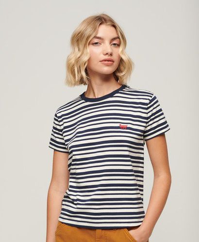 Ladies Slim Fit Essential Logo Striped Fitted T-Shirt, Navy Blue and White, Size: 8 - Superdry - Modalova