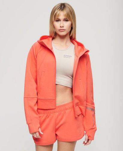 Women's Sport Tech Relaxed Zip-Hoodie Cream / Hot Coral - Size: 10 - Superdry - Modalova