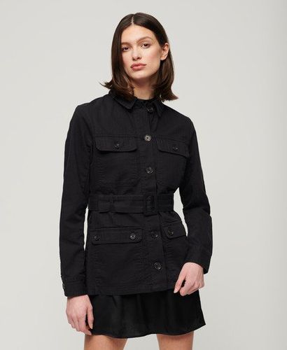Ladies Classic Cotton Belted Safari Jacket, Black, Size: 16 - Superdry - Modalova