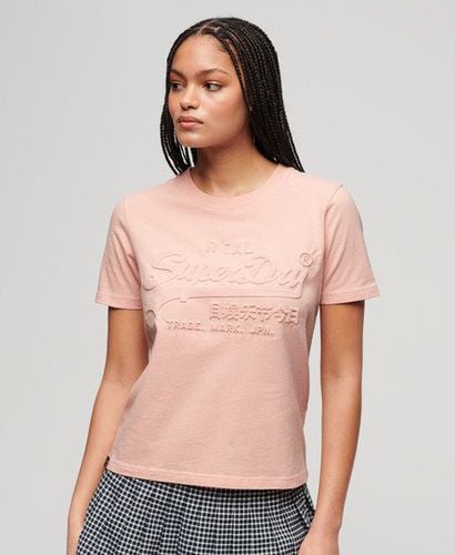 Women's Embossed Relaxed T-Shirt Pink / Peach Whip Pink - Size: 10 - Superdry - Modalova