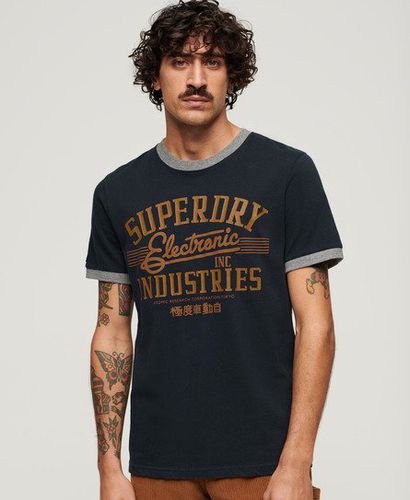 Men's Ringer Workwear Graphic T-Shirt / Eclipse /Athletic Grey Marl - Size: L - Superdry - Modalova