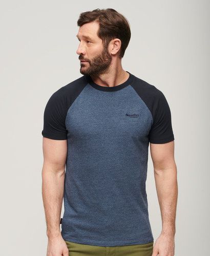 Men's Organic Cotton Essential Logo Baseball T-Shirt Dark Blue / Navy Marl/Eclipse Navy - Size: L - Superdry - Modalova