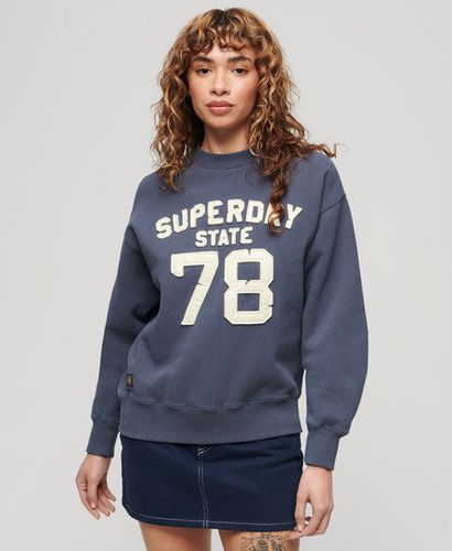 Women's Applique Athletic Loose Sweatshirt Navy / Montauk Navy - Size: 8 - Superdry - Modalova
