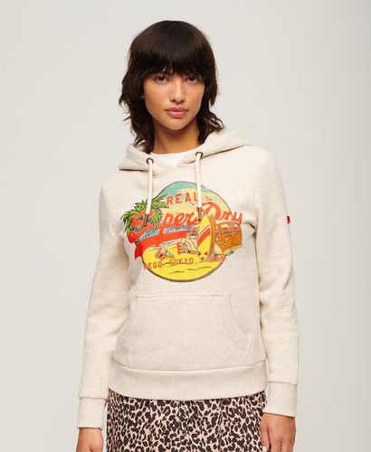 Women's LA Vintage Logo Graphic Hoodie Cream / Oat Cream Marl - Size: 10 - Superdry - Modalova