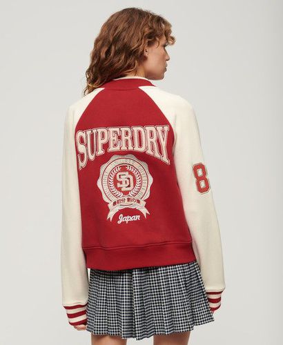 Women's College Graphic Jersey Bomber Red / Risk Red/Oatmeal - Size: 10 - Superdry - Modalova