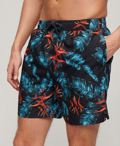 Men's Recycled Hawaiian Print 17-inch Swim Shorts Navy / Dark Navy Fire - Size: L - Superdry - Modalova